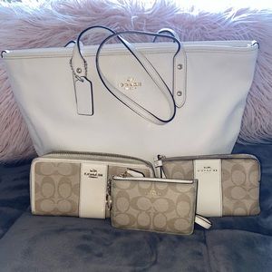 AUTHENTIC Coach Tote + 3 piece wallet set